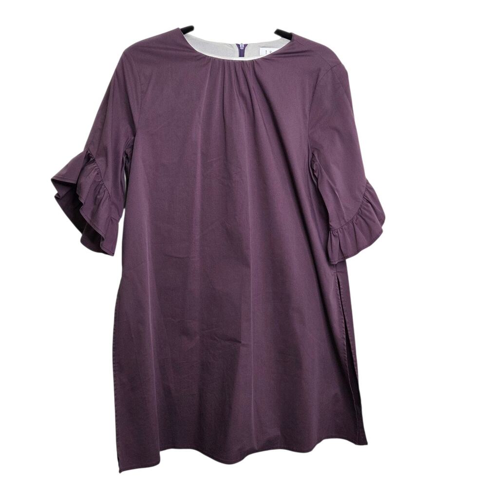 THML Dress Womens SZ S Mini Bell Sleeve Purple Zipper Short Sleeve‎ Modest Party